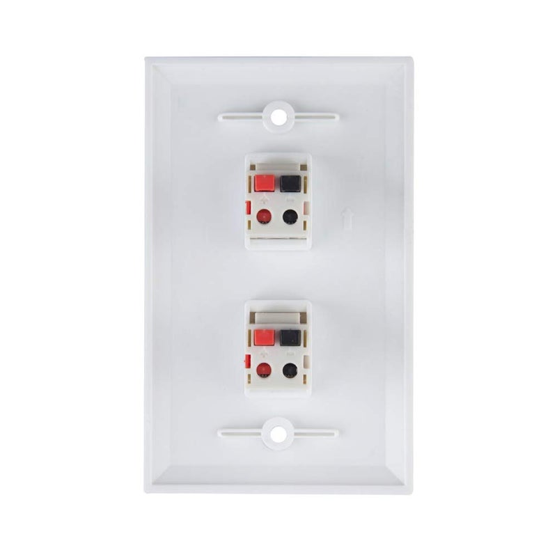 TENINYU 2-Port Speaker Jack Module Keystone Single Gang Wall Plate for Home Theater - White - Image 2